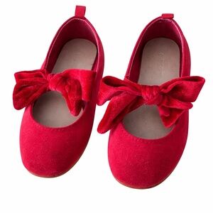 NEW: Girls Red Velvet Shoes